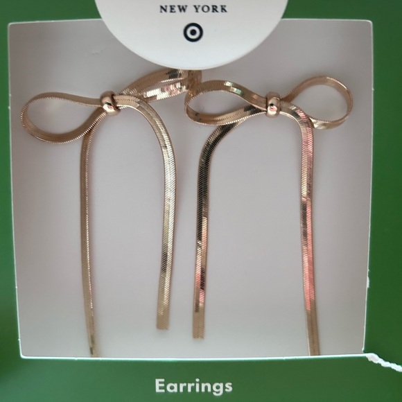 NWT Kate Spade x Target Gold Bow Drop Earrings Limited Edition Gift - Picture 4 of 5